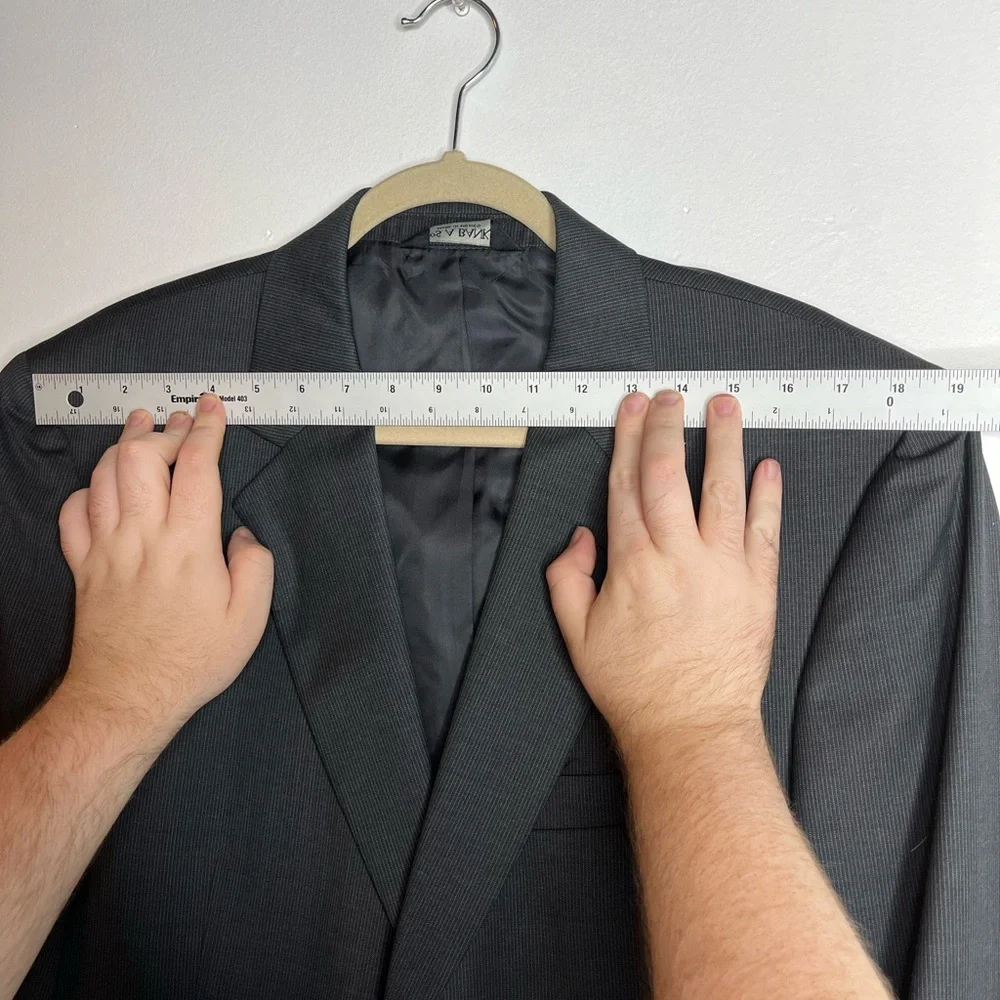 Joseph A Bank 100%WOOL Grey sports coat blazer suit jacket SIZE 42 - Picture 3 of 8